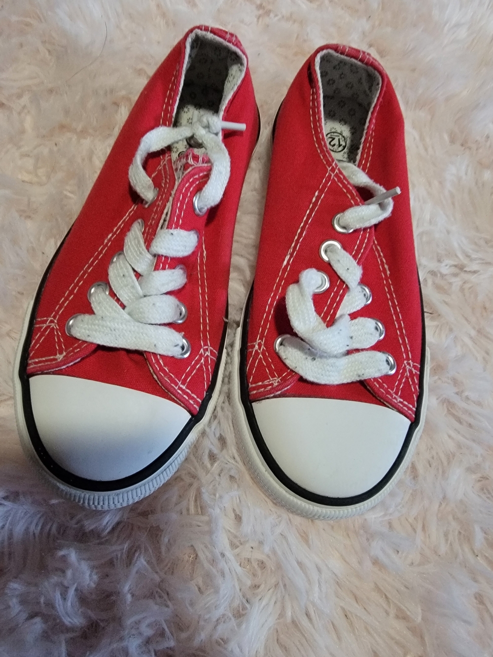 Kids Red Canvas Lace-Up Sneakers